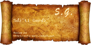 Sóti Gerő névjegykártya